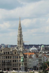 44. The spire of the Brussels City Hall seen from the Mont des Arts
