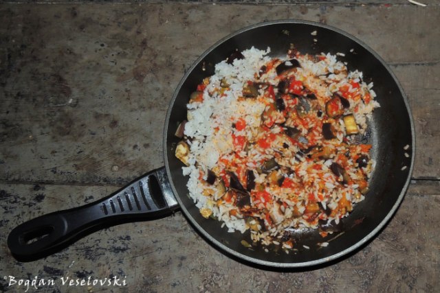 Rice with eggplants & tomatoes