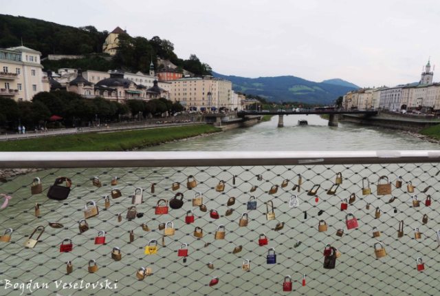 Love padlocks bridge over Salzach