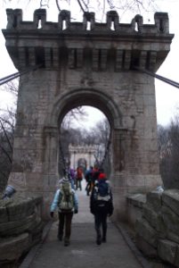 Suspended bridge in Romanescu Park, Craiova