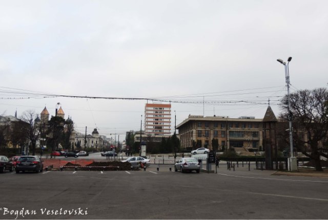 View from Palace's Square - Monastery of the Three Hierarchs, Stefan cel Mare Boulevard, County Council & Martyrs' cross