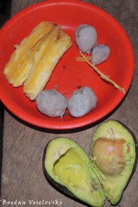 Yuca, papachinas & aguacate (cassava, taro & avocado)