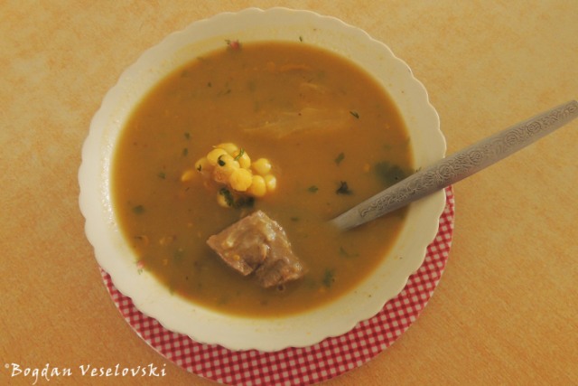 Beef soup with corn
