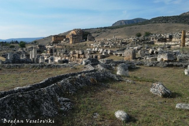 Hierapolis ruins with Temple Nymphaeum in the background
